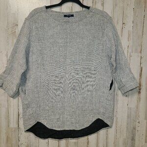 Madewell size XXS striped Top Tunic 3/4 sleeve Double-layer Linen blend LOOSE